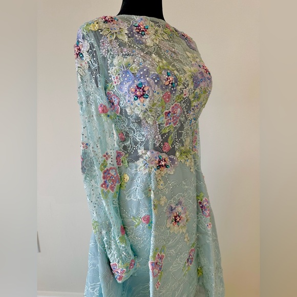 Colette Mon Cheri Blue Embroidered Dress - Picture 13 of 16